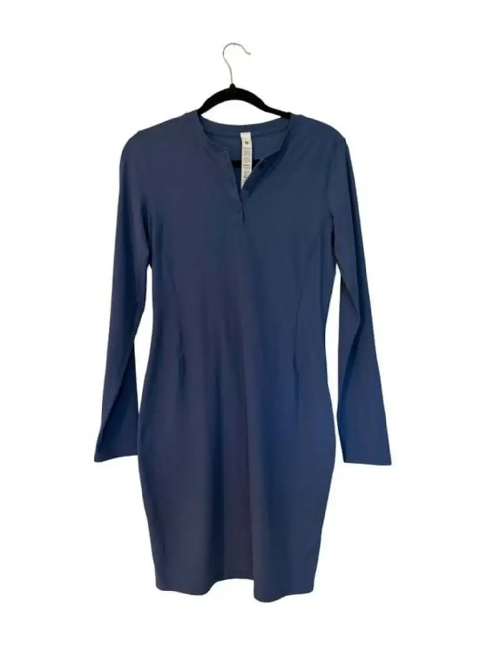 Lululemon All Aligned Ribbed Long-Sleeve Henley Dress in Blue Twill Size 8
